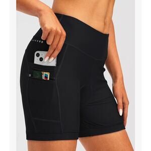 BikeWa Women’s Cycling Shorts Medium Black Padded Bike Shorts W/ Zipper Pockets